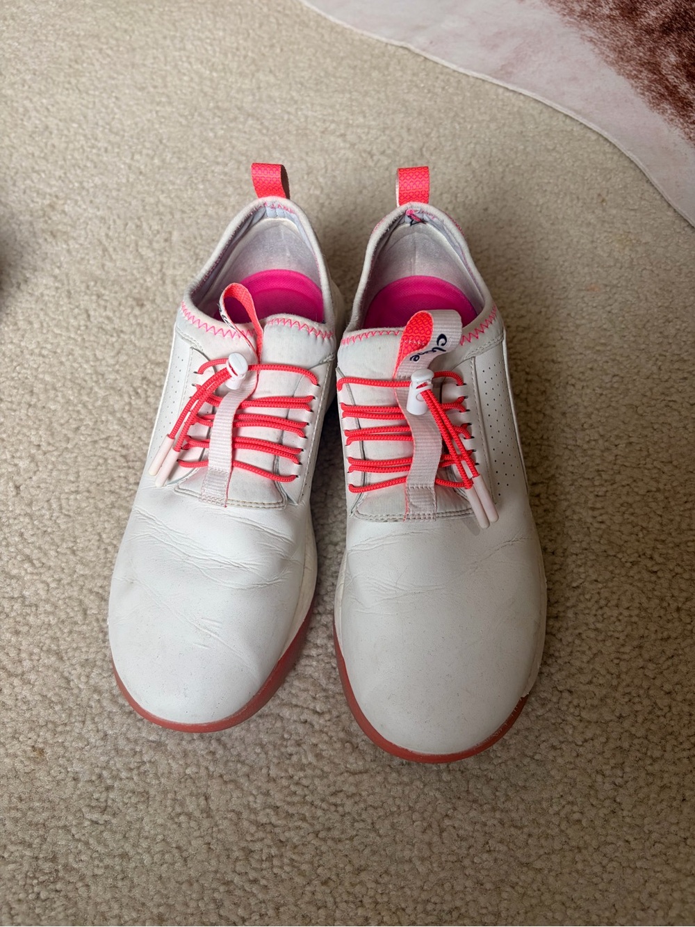 Women's White and Pink Cloves